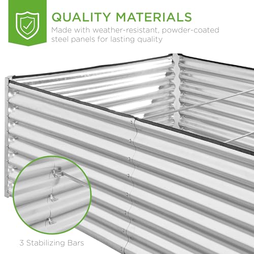 Best Choice Products 8x4x2ft Outdoor Metal Raised Garden Bed, Deep Root Planter Box for Vegetables, Flowers, Herbs, and Succulents w/ 478 Gallon Capacity - Gray