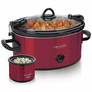 Crock-Pot 6-Quart Cook and Carry Slow Cooker with Little Dipper Warmer Red