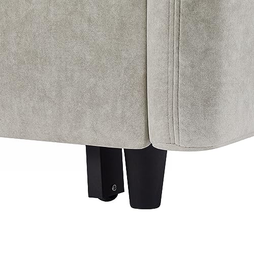 GIA 3 in 1 Convertible Sleeper Sofa, Loveseats Futon Couch Pullout Bed for Living Room,Love Seat Chaise Lounge with Adjsutable Backrest, Storage Pockets, 2 Pillows, Gray
