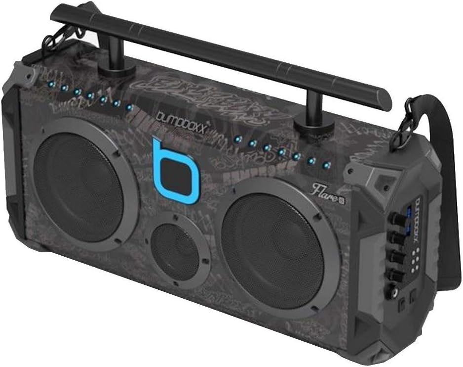 Bumpboxx Bluetooth Boombox Flare6 Black Graffiti BBG | Retro Boombox with Bluetooth Speaker | Rechargeable Bluetooth Speaker