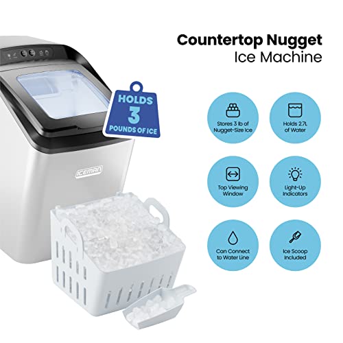 Iceman Dual-Size Ice Maker Countertop - Portable Ice Machine, Large and Small Ice Machine Maker with Self Cleaning, 9 Cubes in 7 Mins,22lbs/24hrs, for Home, Kitchen, Office, Party, Ice Scoop Included