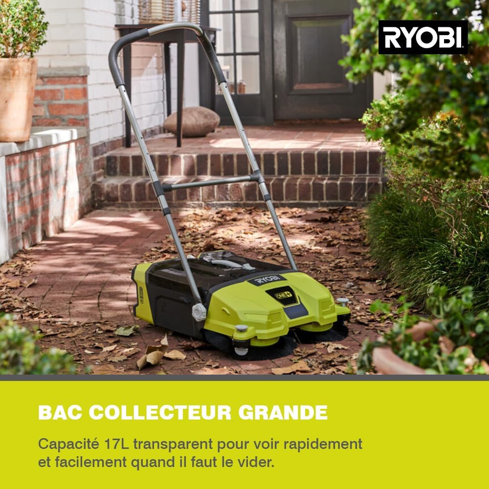 Ryobi R18SW3-0 18V ONE+ Cordless Debris Sweeper (Body Only), 18 V, Green