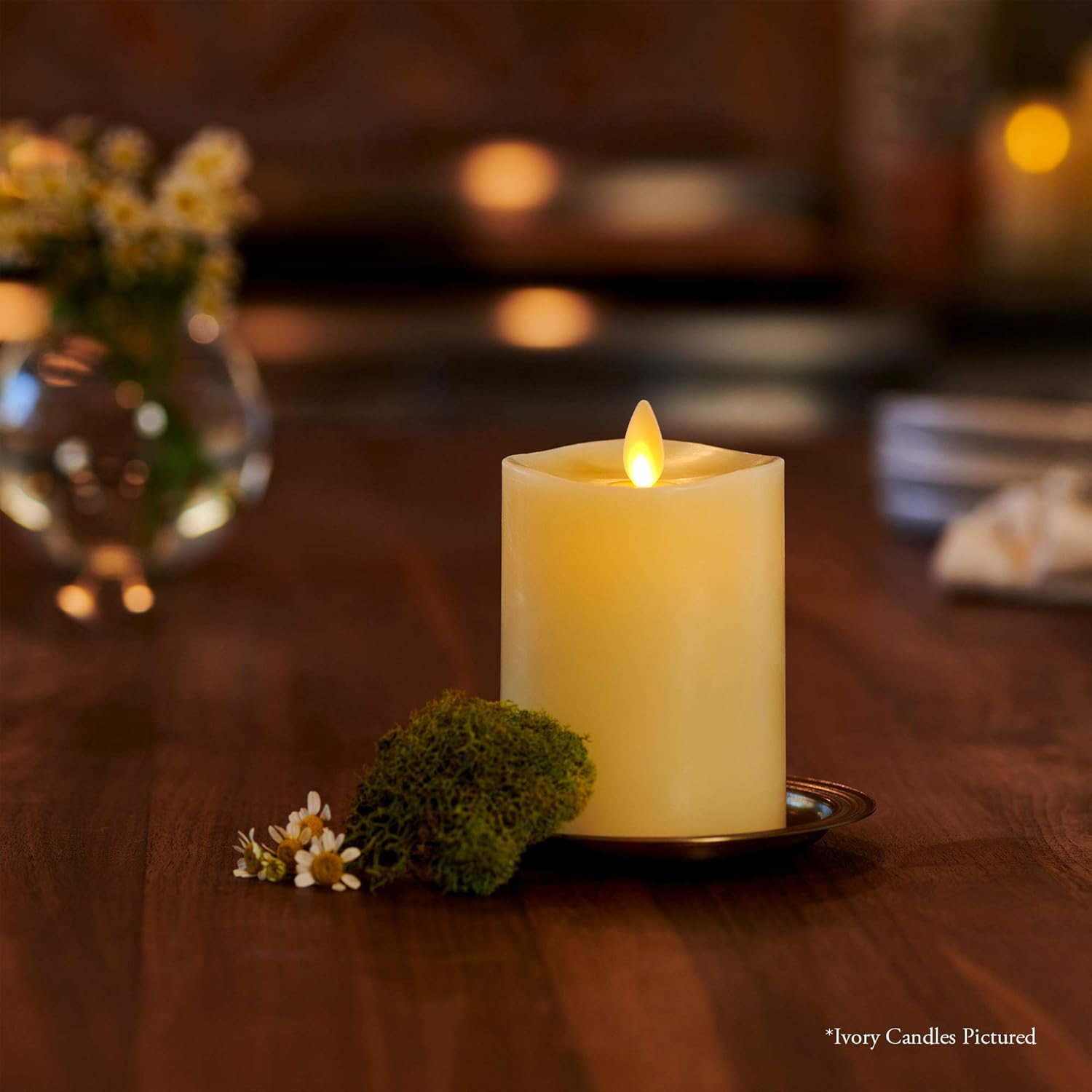 Luminara Flameless Pillar Candle, Small (4.5 inches, Unscented) Real-Flame Effect, Melted Edge, Real Wax, Smooth Finish, White, LED Battery-Powered Candle Pack of 2