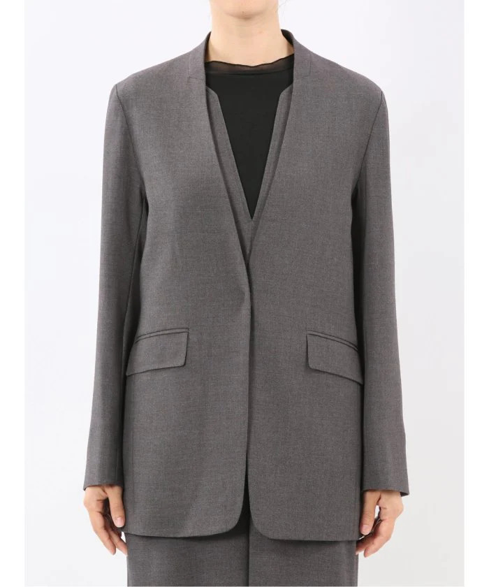 Stretch Washable Woolish No Collar Jacket
