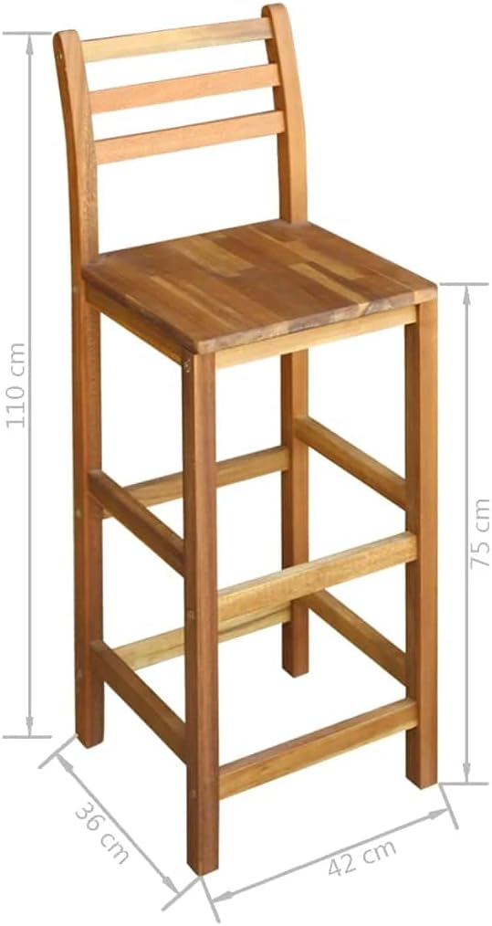 vidaXL 7 Piece Solid Acacia Wood Bar Table and Chair Set Bar Tables and Stool Counter Stool Bar Dining Sets Dining Table and Stools