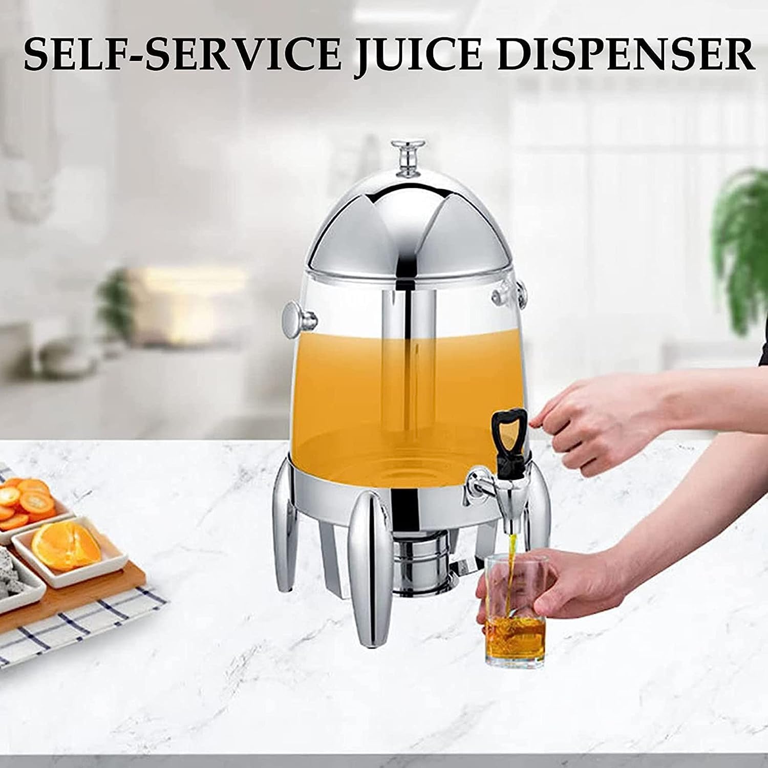 FLaig Commercial Stainless Steel Hot Beverage Dispenser 3 Gallon Chafer Urn Large Hot Water Urn For Coffee, Tea, Cappuccino, Hot Chocolate And Drinks Dispenser
