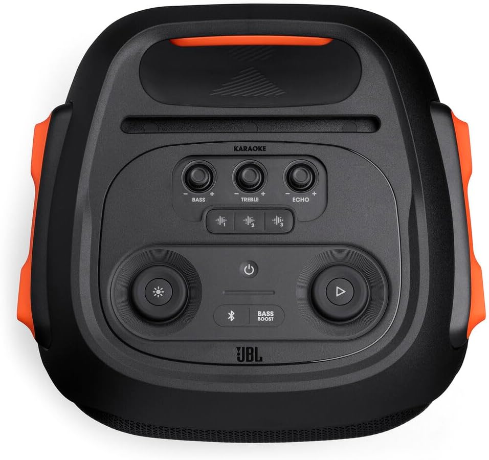 JBL PartyBox 710 800W Wireless, Bluetooth, Splashproof, Party Speaker with Lights (JBLPARTYBOX710AM) + Wireless Two Microphone System with Receiver + AUX Cable + Microfiber Cloth