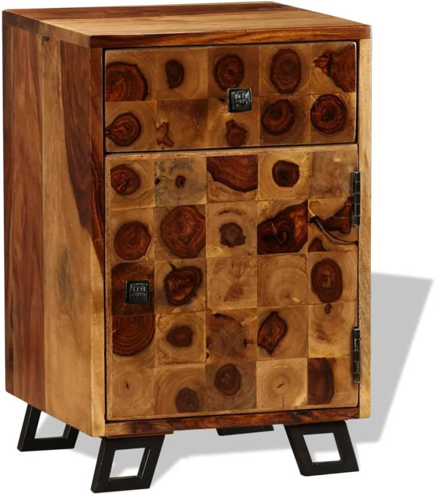 Nightstand, Night Stand for Bedroom, Nightstands Bedside Tables, Small Night Stands, Bed Side Table Solid Sheesham Wood 14.6"x11.8"x21.3"