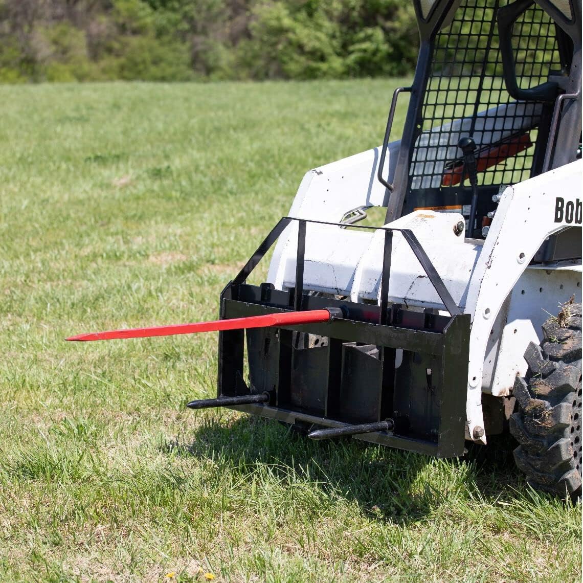 Titan Attachments Skid Steer Hay Frame Attachment with 43" Hay Spear and Stabilizers, Rate 4,000 LB, Quick Tach Tractor