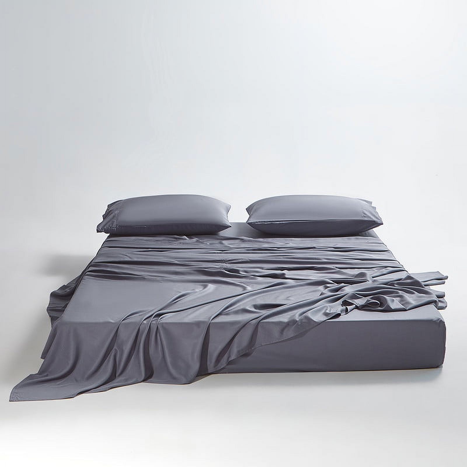 100% Organic Bamboo Sheets Queen Set 4 pcs - Luxury Soft with 18 Inch Deep Pocket - Ultra Breathable Cooling Sheets for Hot Sleepers - Queen Bed Sheets（Bark Grey)