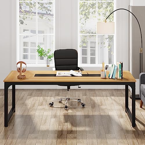 Tribesigns Modern Computer Desk, 63 x 31.5 inch Large Executive Office Desk Computer Table Study Writing Desk Workstation for Home Office, Spliced Desktop, White