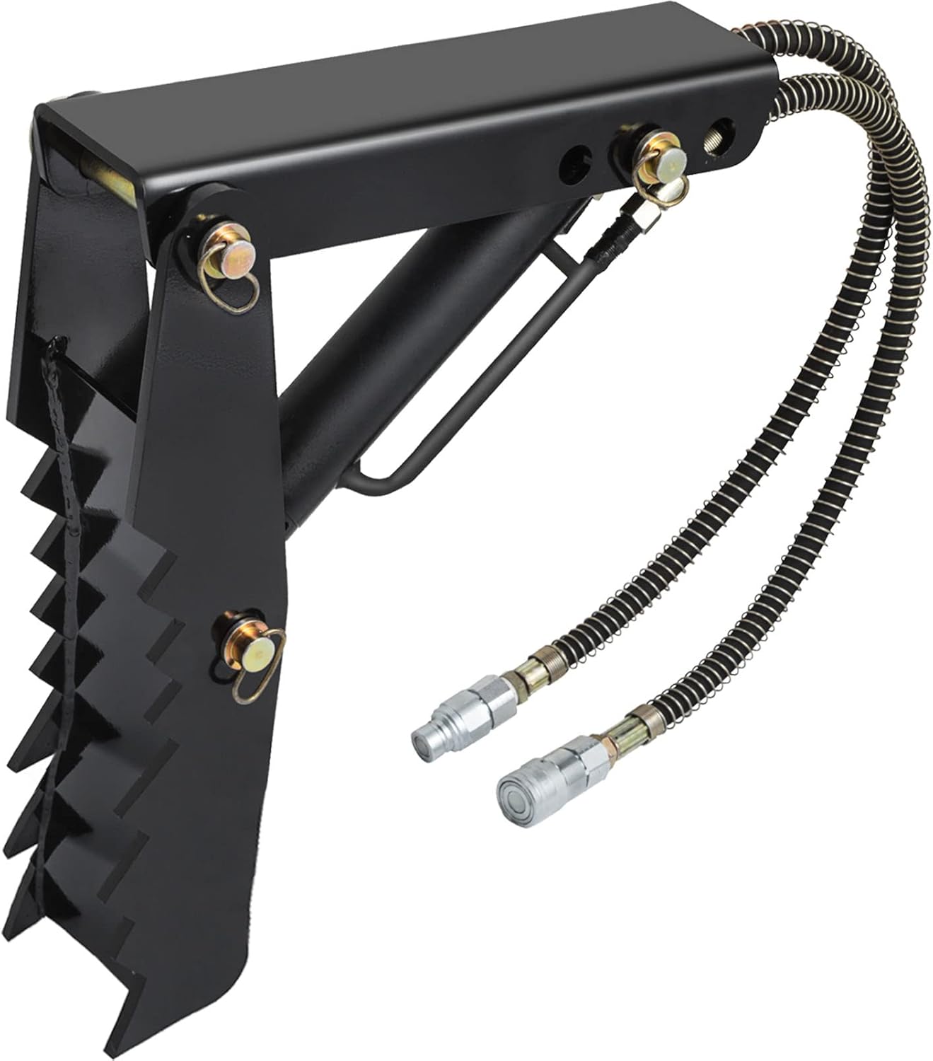 Mophorn 24 inch Hydraulic Backhoe Excavator Thumb Attachments Weld On 1/2in Teeth Thick Steel Plate Assembly 12MM Bolt-On Design with Hydraulic Cylinder