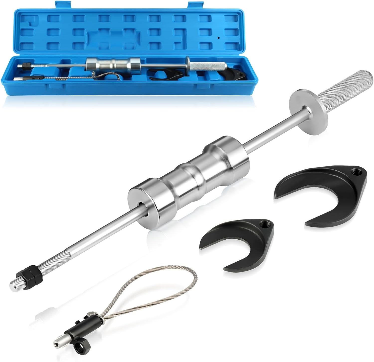 Inner CV Axle Puller Removal Tool Set with 5/8"-18 Slide Hammer & Adapter 63mm 48mm CV Joint Fork Adapter Front Wheel Drive Axle Puller Set