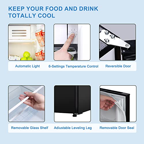 Frestec 3.1 CU' Mini Refregiator, Compact Refrigerator, Small Refrigerator with Freezer