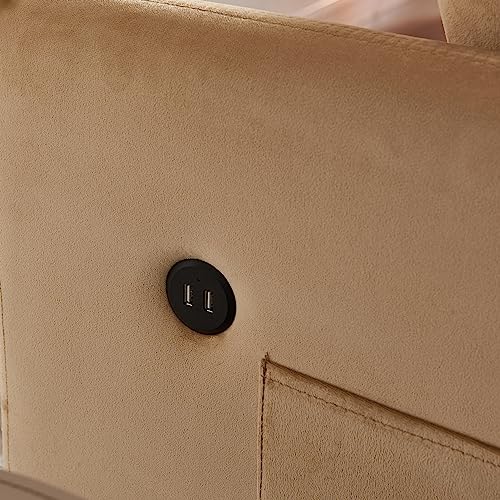 Convertible Sleeper Sofa Chair 3 in 1 Pull-Out Bed, Velvet Loveseat Twins SofaBed for Living Room, Bedroom, Balcony, RV, A-Khaki