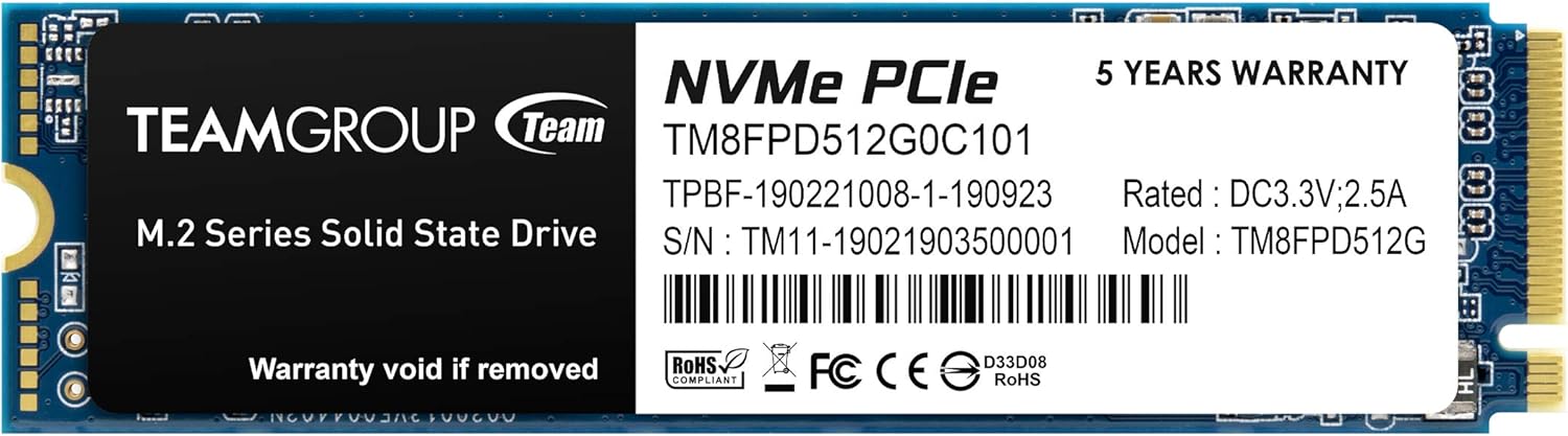 TEAMGROUP MP34 4TB with DRAM SLC Cache 3D NAND TLC NVMe 1.3 PCIe Gen3x4 M.2 2280 Internal SSD (Read/Write Speed up to 3,500/2,900 MB/s) Compatible with Laptop & PC Desktop TM8FP4004T0C101