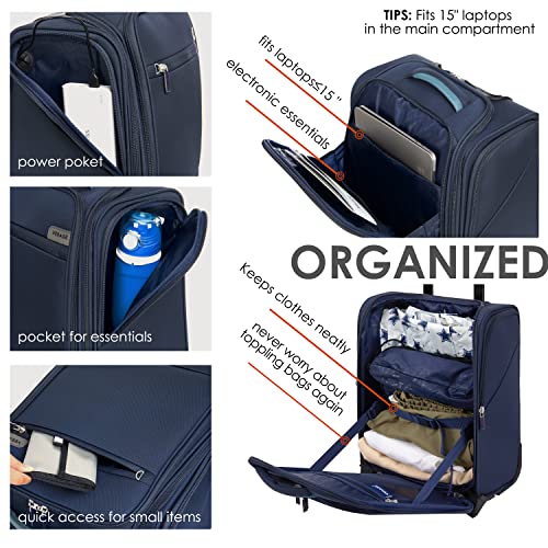 Verage Carry On Underseat Luggage with Wheels & USB Port, Wheeled Spinner Bag Carry-on Luggages for Airlines, Lightweight Suitcase Men Women, Pilots and Crew
