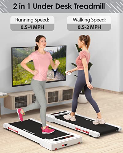 Walking Pad-Under Desk Treadmill-2 in 1 Treadmills for Home-Walking Treadmill with Remote Control, Portable Mini Treadmill 265 lbs Capacity, Bluetooth and LED Display