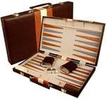 Large 18" Leatherette Backgammon Set - Brown