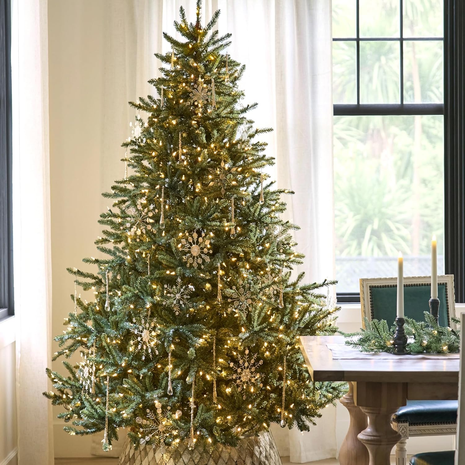 Balsam Hill 7.5ft Pre-Lit Classic Blue Spruce - Artificial Christmas Tree with 1000 Clear Incandescent Lights, Easy Plug Technology, Premium Stand for Indoor Holiday Decorating