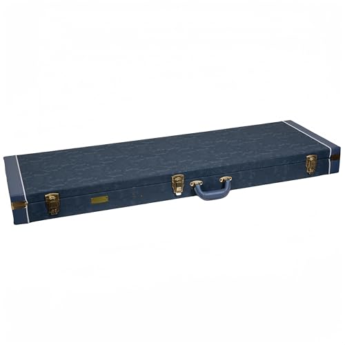 Crossrock Relief Series 335 Guitar Case for ES-335 & Semi-Hollow Electric Guitars | Carved Smoke Blue Finish, Monochrome Blue Velvet Interior, Lock – Premium Wooden Hardshell