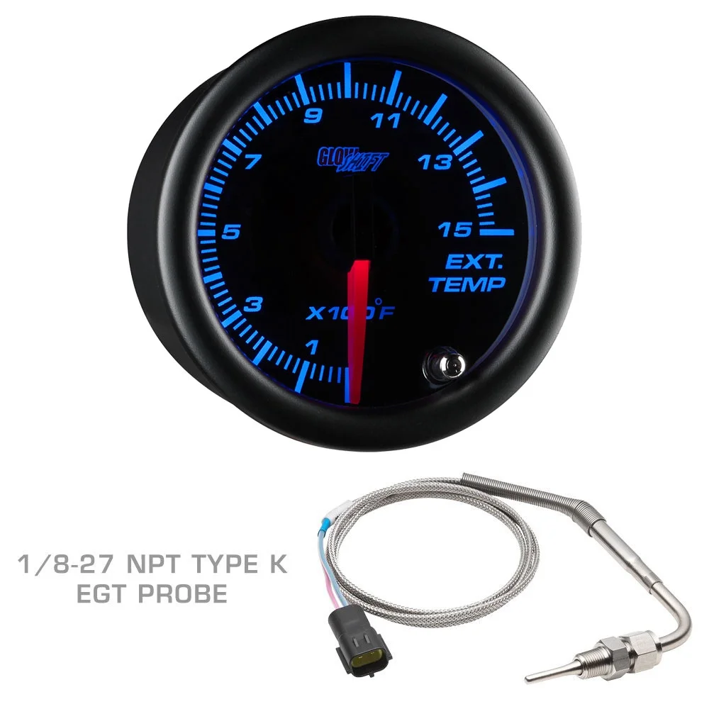 GlowShift 1992-1997 Ford F-Series Quad Gauge Package with Black 7 Color DS4 Gauge Set