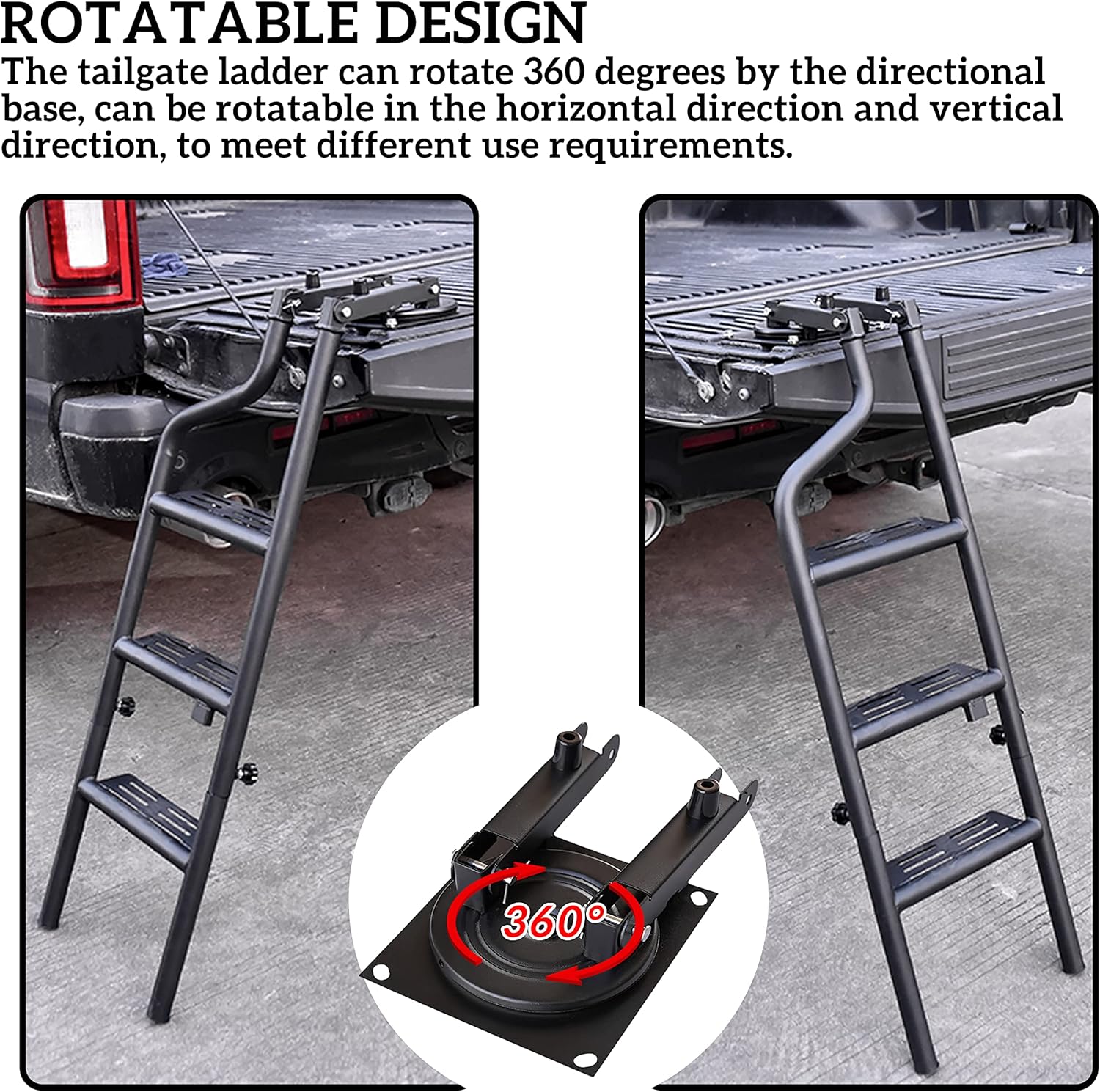 POKIAUTO Universal 42" Foldable Pickup Truck Tailgate Ladder, Heavy Duty Folding Tailgate Step Ladder with Lock Device Universal Fit for Pickup Truck (F150, RAM 1500 etc.) Accessories