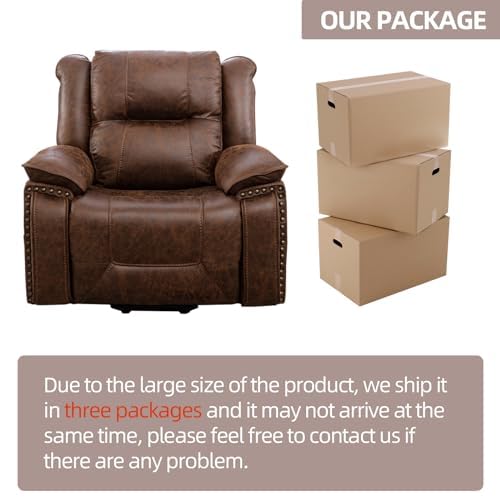 Phoenix Home Dual Motor Power Lift Chair for Elderly, Lift Chairs with Massage and Heat, Leather Electric Chairs for Adults, Recliner Chair with USB, 2 Concealed Cup Holders, Brown