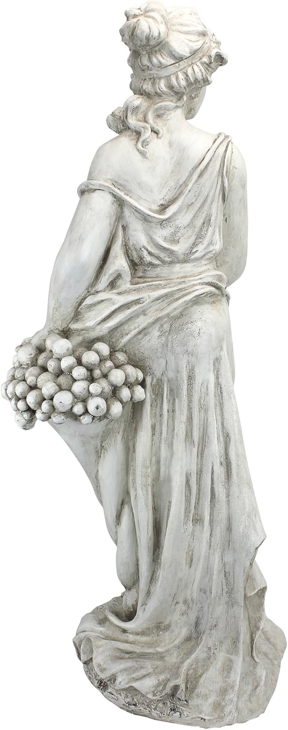 Design Toscano AL53274 Autumn Woman of The Four Seasons Indoor/Outdoor Garden Statue, 14 inches Wide, 33 inches Tall, Handcast Polyresin, Antique Stone Finish