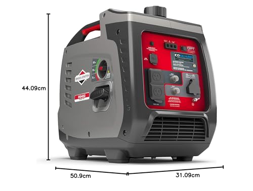 Briggs & Stratton P2400 PowerSmart Series Inverter Generator with Quiet Power Technology and CO Guard, 2400 Starting Watts 1800 Running Watts, Black (030758)