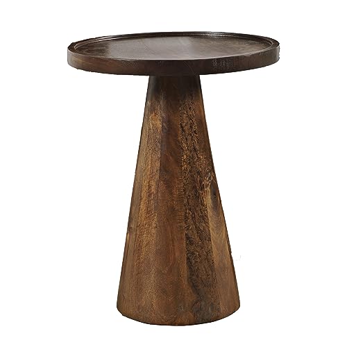 Jofran Knox Mid-Century Modern Solid Hardwood Pedestal Round Accent End Nesting Tables - Set of 3, Chestnut