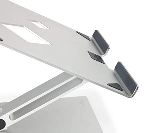 Durable Folding Adjustable Laptop Stand - Ergonomic Universal Laptop Computer Riser for Desk, Portable Laptop Stand Folds for Easy Storage, Non Slip Aluminum Laptop Mount, 10"-17" Laptops and Tablets