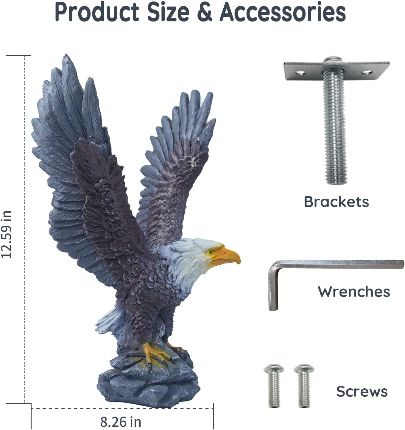 Eagle Flag Pole Topper Outdoor Waterproof Flagpole Finial 10.62 Inch Eagle Topper Ornament