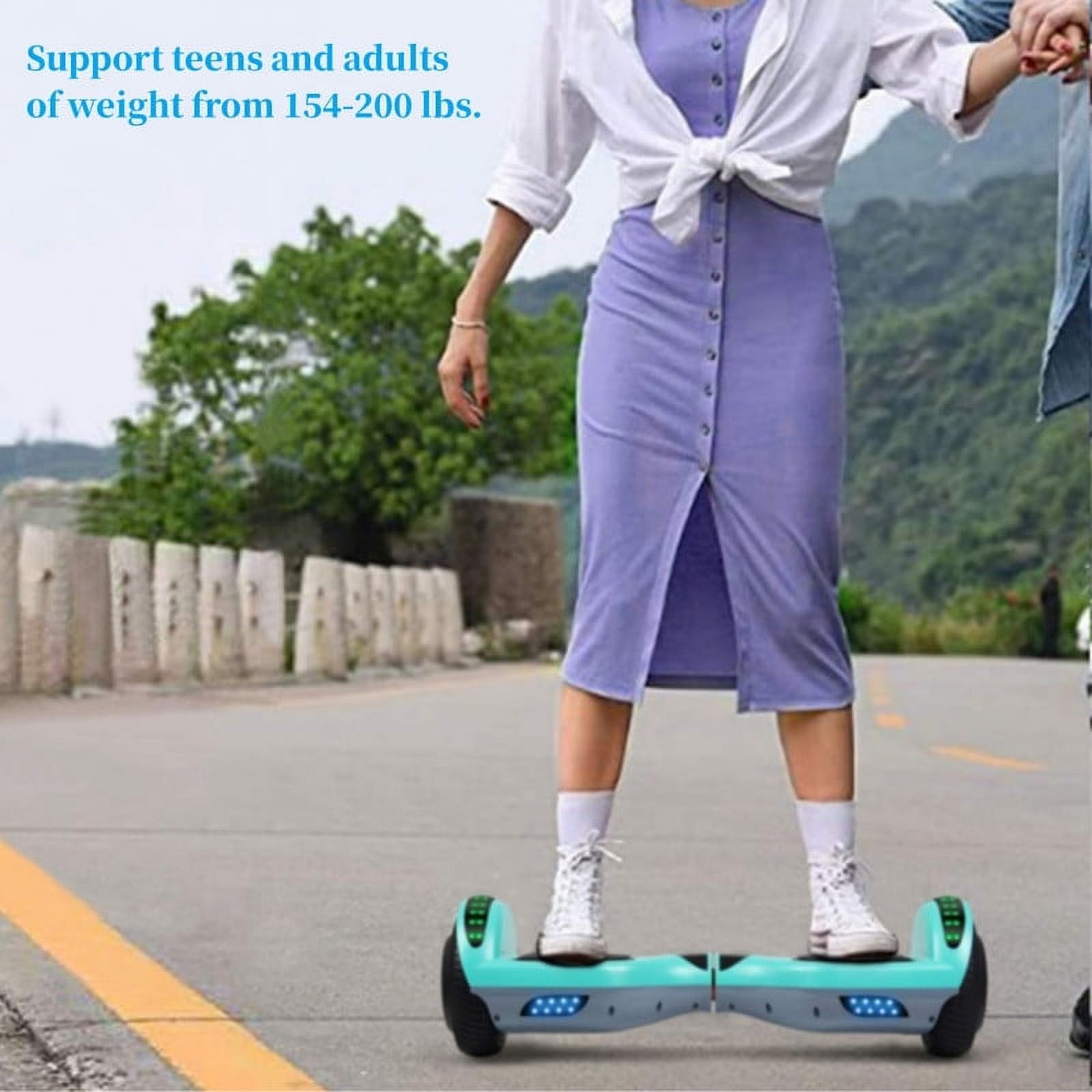 SISIGAD My First Hoverboard 6.5 inch Off-Road All Terrain Hoverboard with LED Flash Wheels for Teens, Inlaid Motor, Green Gray