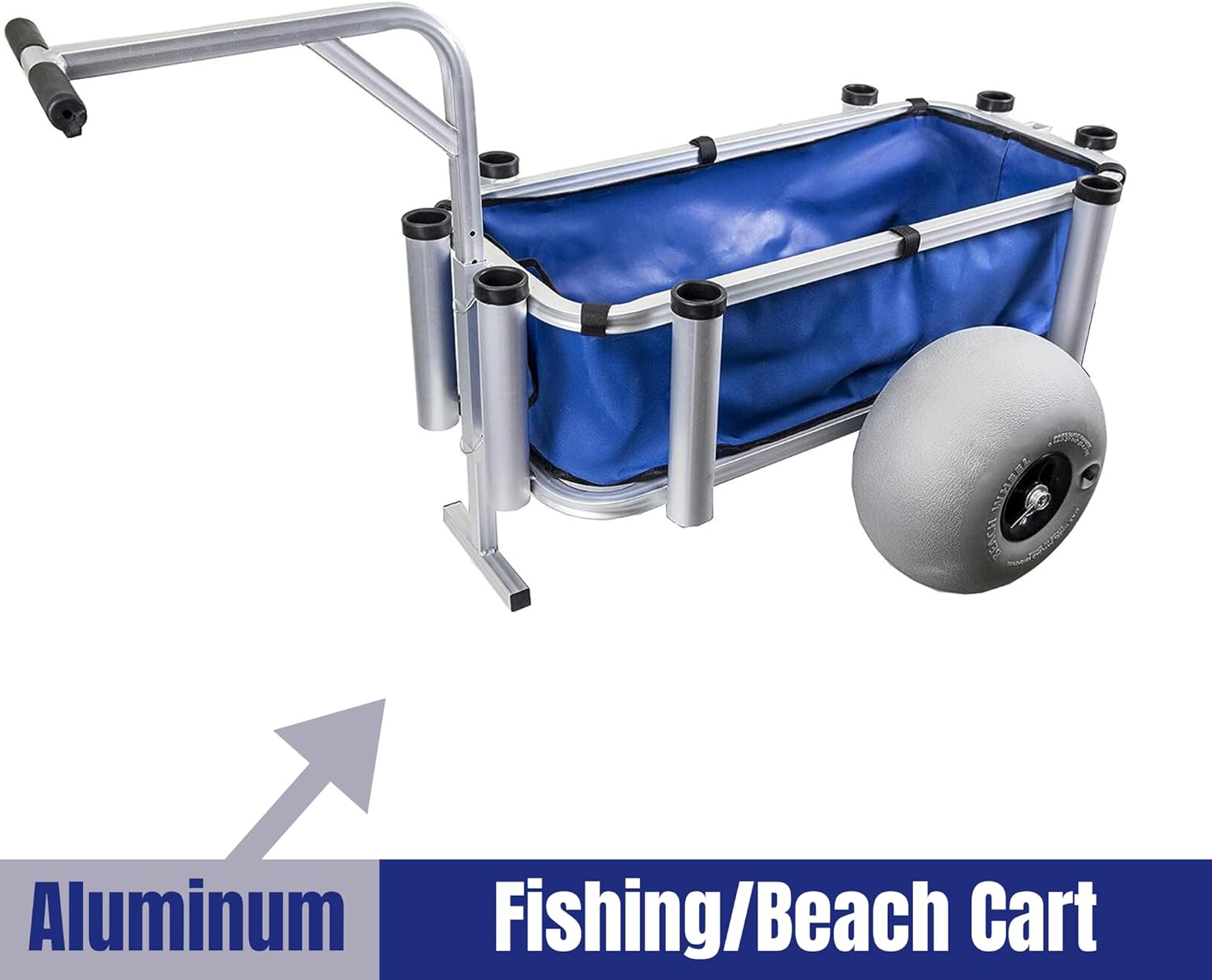 Outdoor Heavy Duty Aluminum Fishing Cart/Beach Cart with Large Wheels for Fishing, Camping, 35"x 16" basket, Anti-Corrosion, Heavy Duty