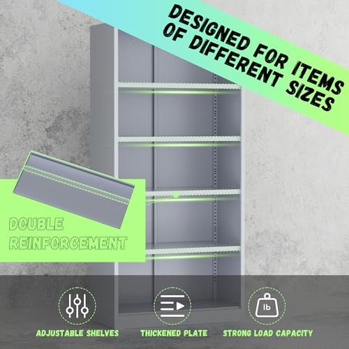 Incbruce 72” Metal Storage Cabinet, Garage Cabinets and Storage System with Doors and Shelves, Tall Lockable Tool Cabinet for Garage, Office, Home (Black)