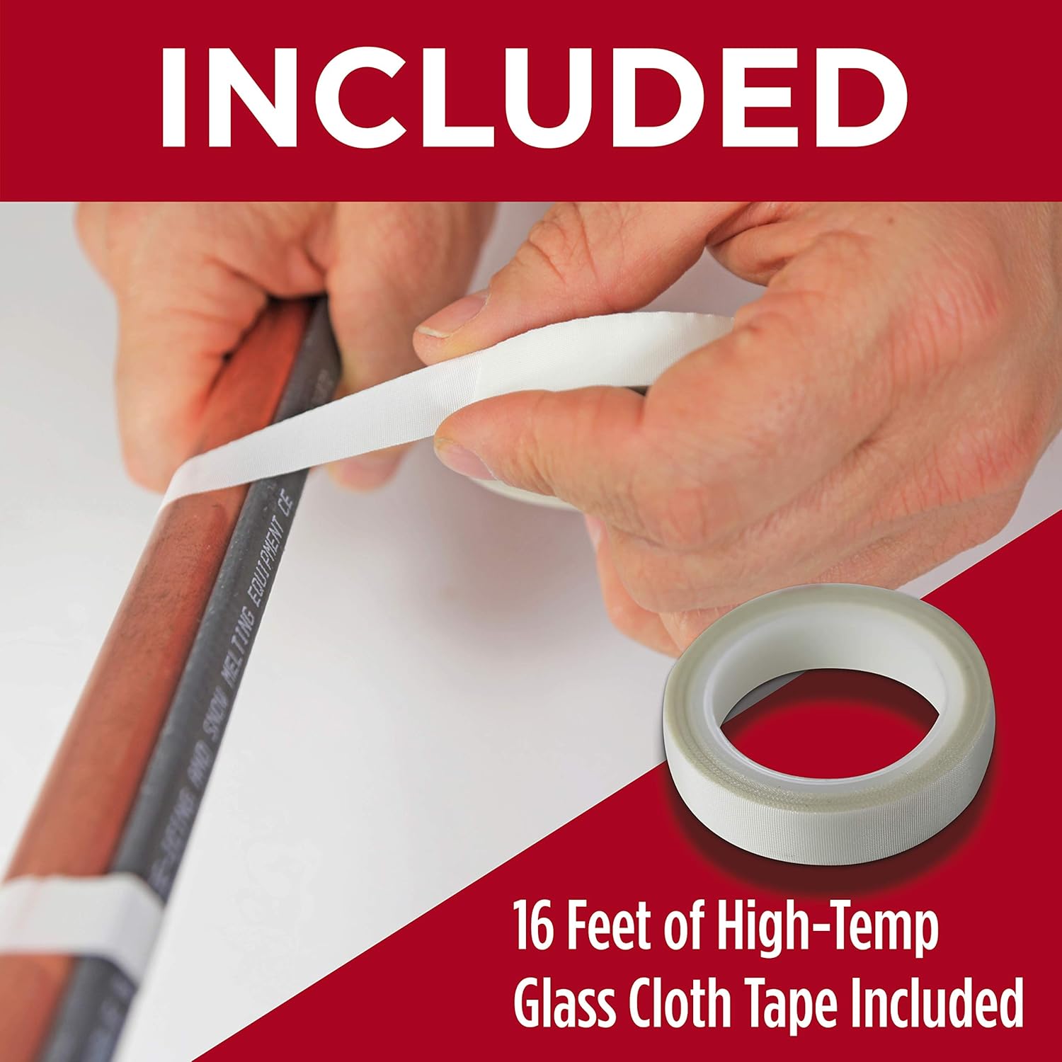 Heat Cable for Pipe Freeze Protection, 60 feet, with Built-in Thermostat and 16 Feet of High-Temp Installation Tape, Heavy-Duty, Self-Regulating, 120 volt …