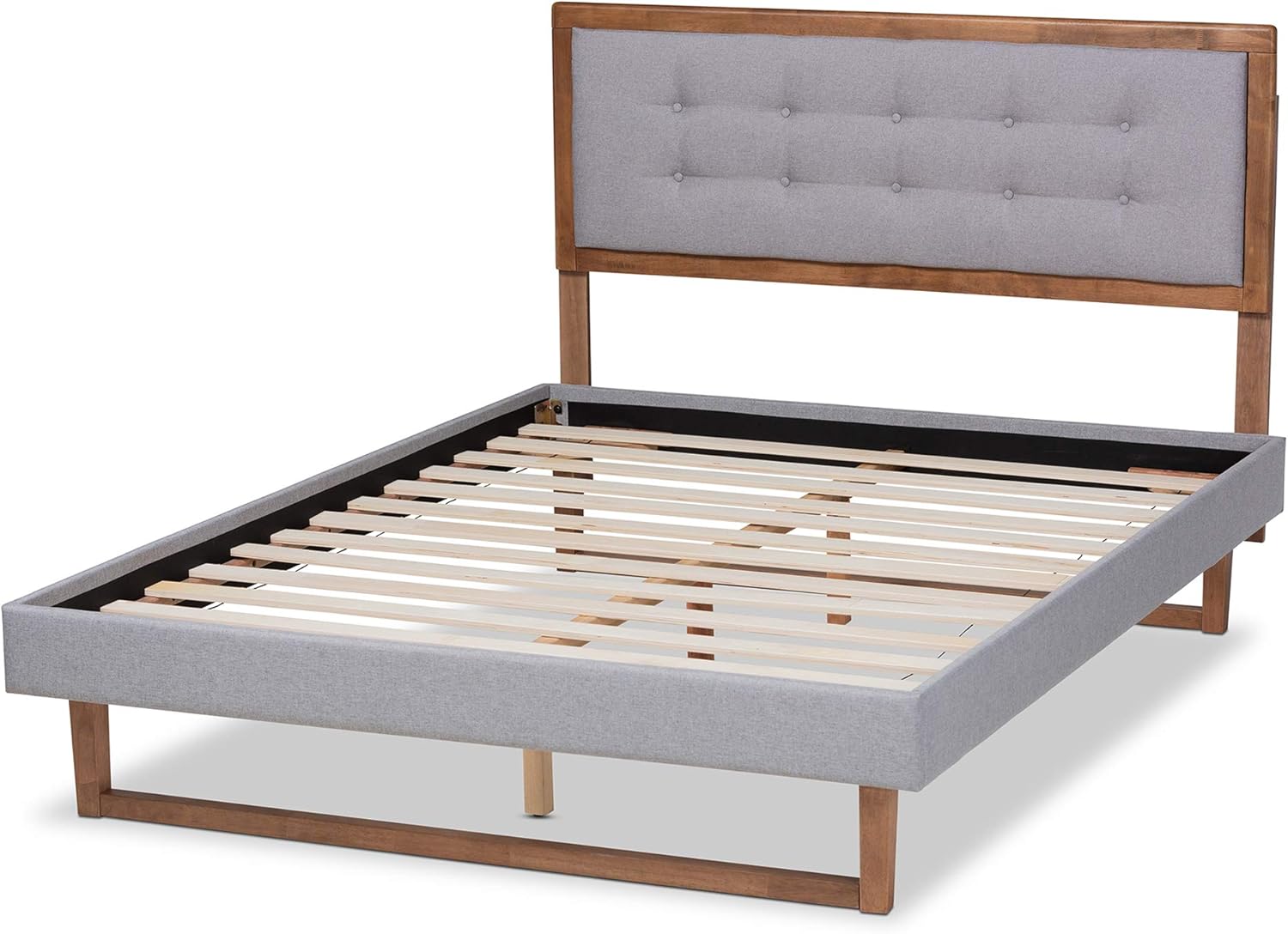 Baxton Studio Beds (Platform), Full, Light Grey/Ash walnut