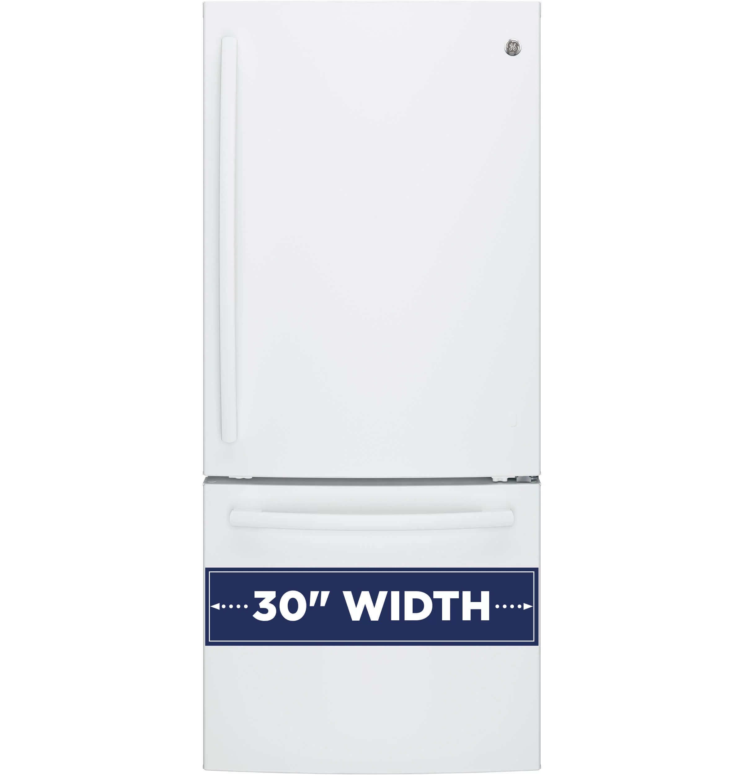 GE Appliances GDE21EGKWW 30 Inch Bottom Freezer Refrigerator White