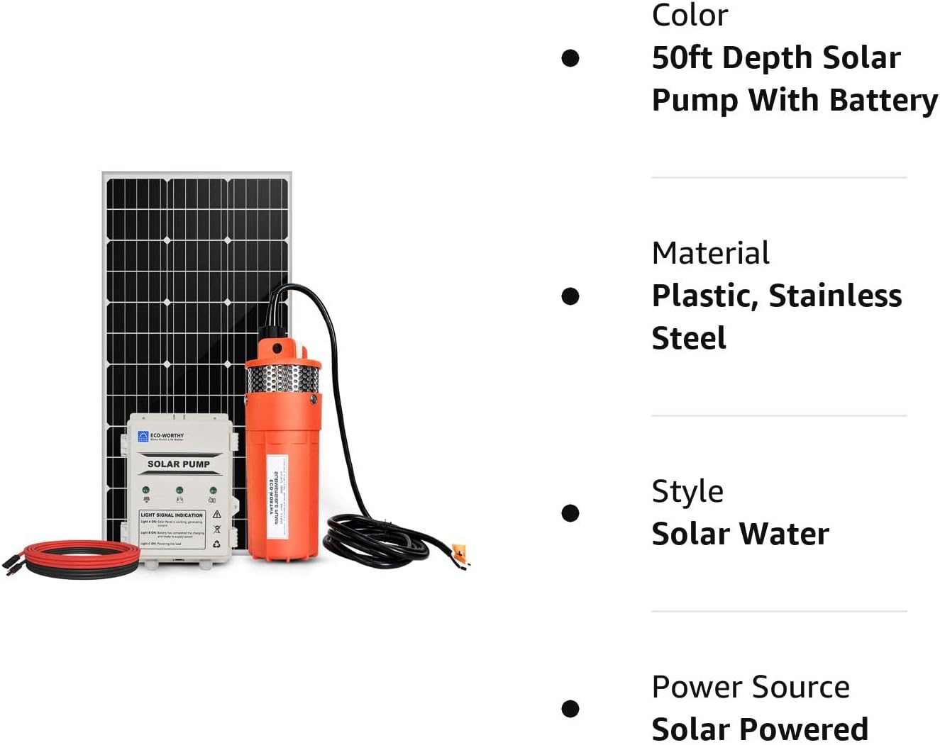 ECO-WORTHY Solar Well Pump Kit with Battery Backup, 12V Solar Water Pump + 120W Solar Panel Kit + 10Ah Battery for Well, Irrigation, Filling Water Tank-DELIVERY IN 2 PARCELS