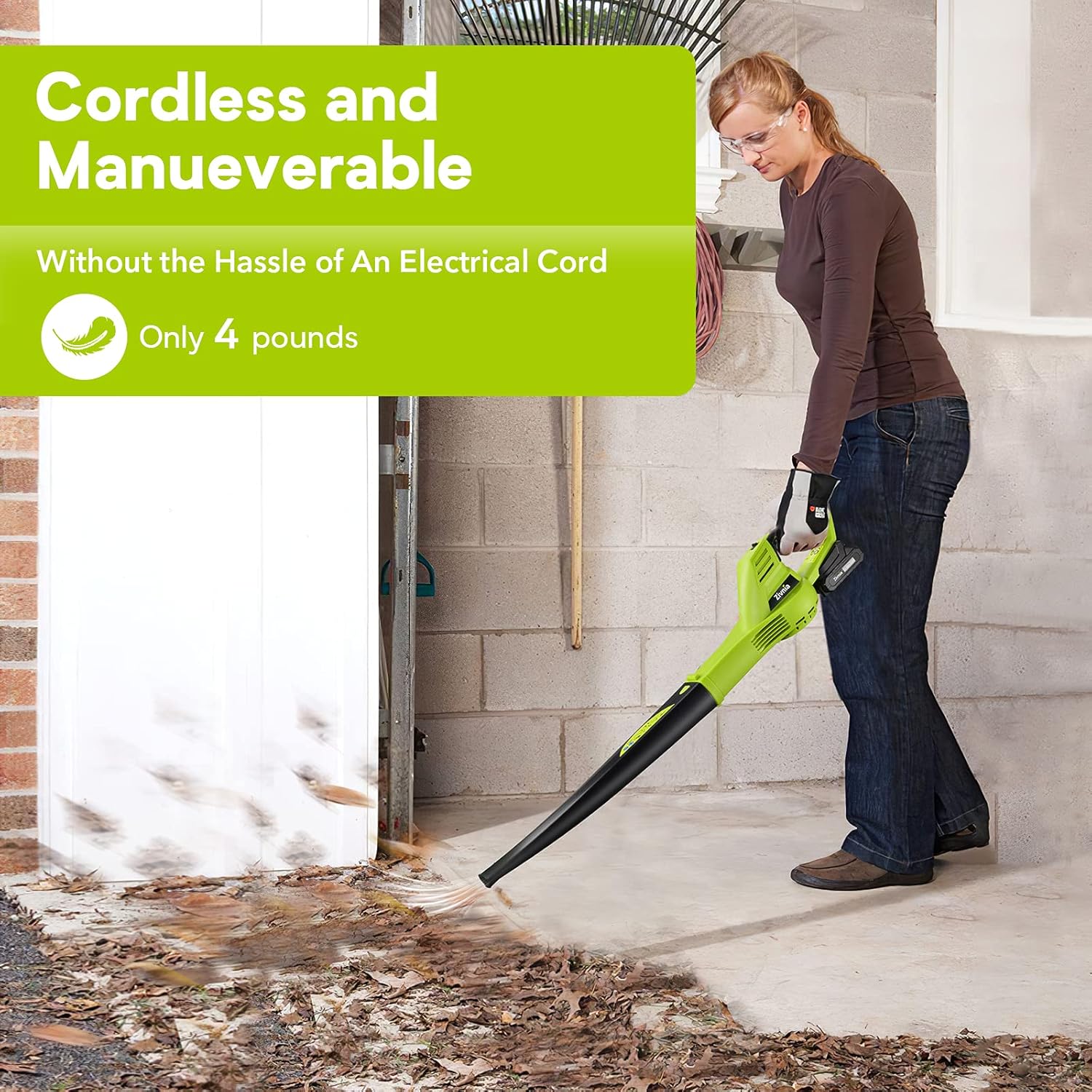 Leaf Blower - 20V Leaf Blower Cordless with Battery & Charger, Electric Leaf Blower for Lawn Care, Battery Powered Air Leaf Blower Cordless Lightweight (Battery & Charger Included) Pack of 2