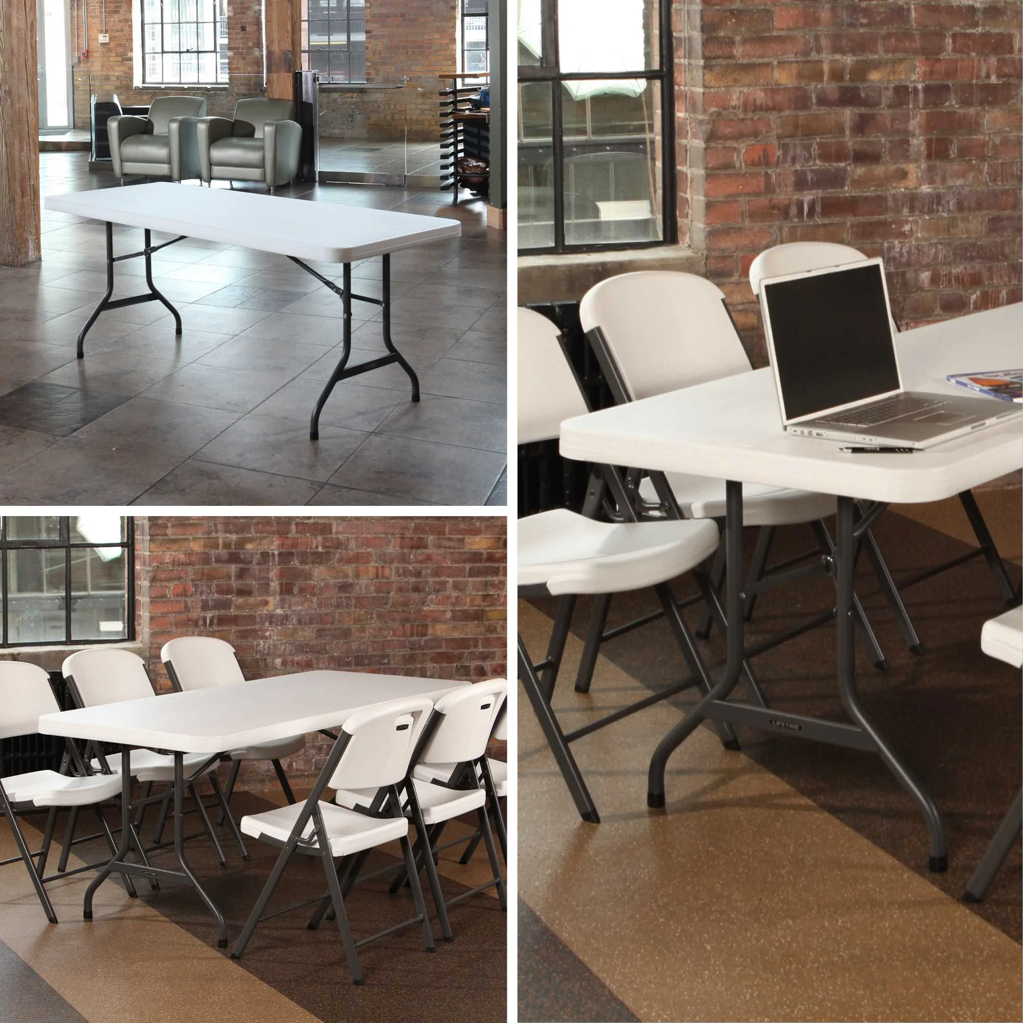 Lifetime 6 Foot Rectangle Folding Table, Indoor/Outdoor Commercial Grade, White Granite (22901)