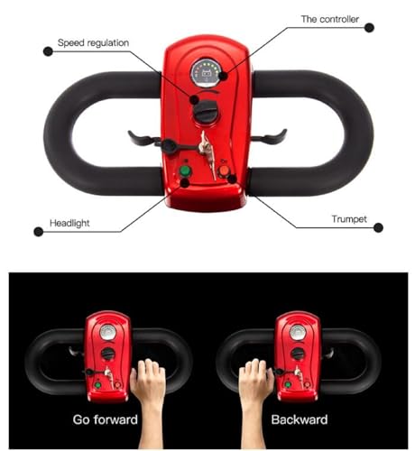 4 Wheel Mobility Scooter Electric Power Mobile Wheelchair for Seniors 400 lbs Foldable and Compact Duty Travel Scooter, 250W Electric Powered Mobile Wheelchair w/Basket Extended Battery, Red-1