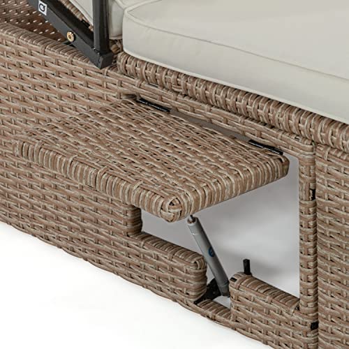 Muse & Lounge Co. Mobler Outdoor Patio Daybed with PE Wicker Rattan Frame, Gray