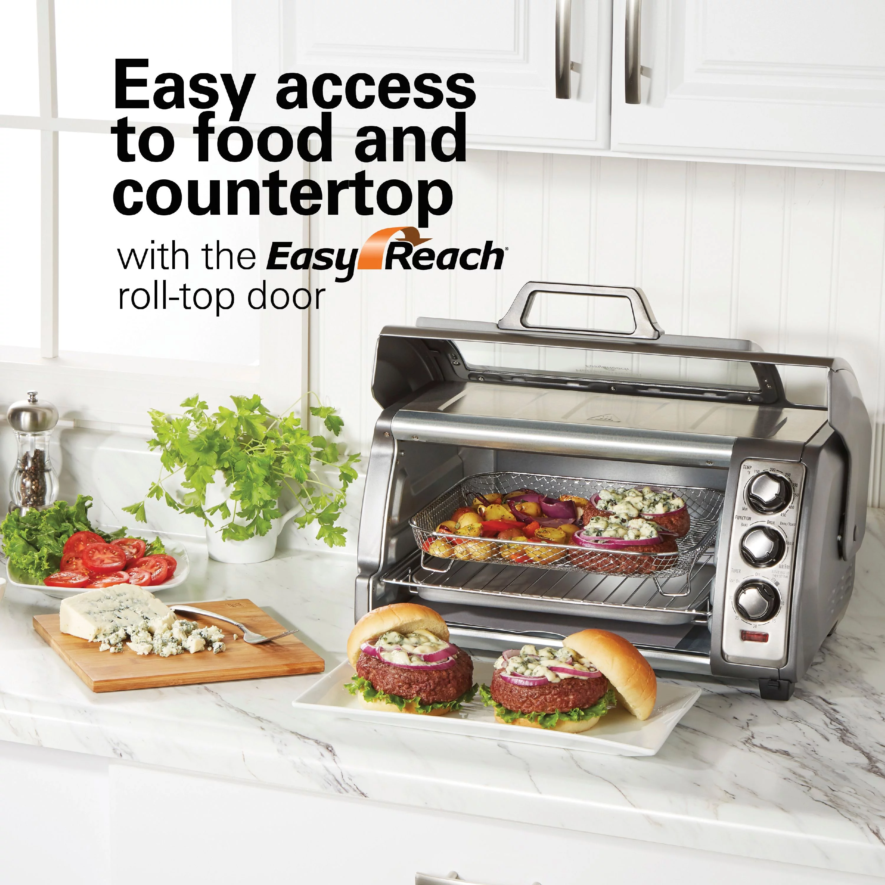 Hamilton Beach Sure-Crisp Air Fryer Toaster Oven with Easy Reach Door, 6 Slice Capacity, Stainless Steel, 31523