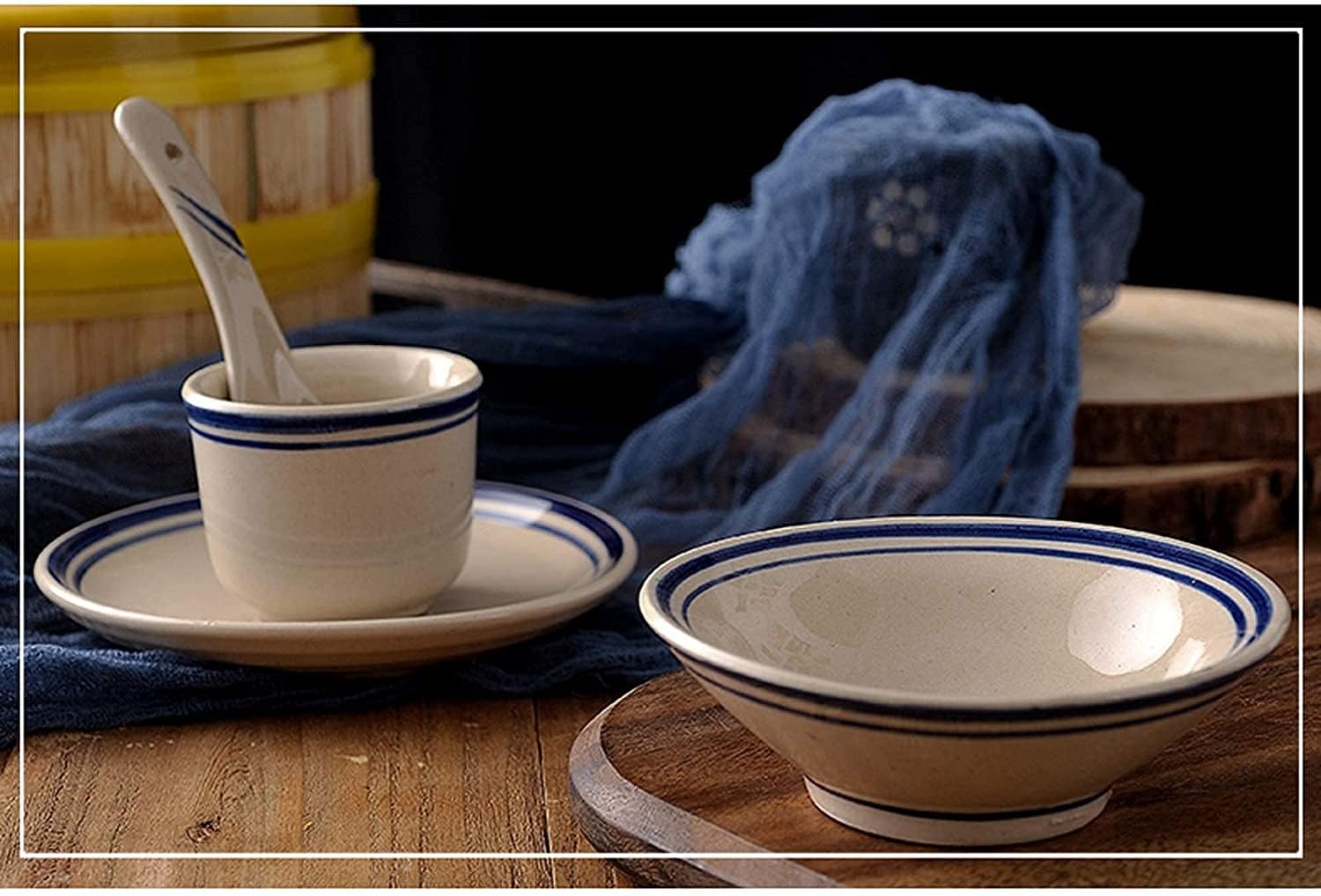 Special Restaurant Dinnerware Set Party Dinner Set Old-Fashioned Four-Piece Bowl, Dish and Plate Porcelain Special Set Restaurant Tableware Ceramic Table Porcelain Dinnerware