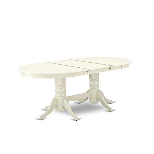 East West Furniture Vancouver 9 Piece Set Includes an Oval Dining Table with Butterfly Leaf and 8 Kitchen Chairs, 40x76 Inch, VAKE9-LWH-W
