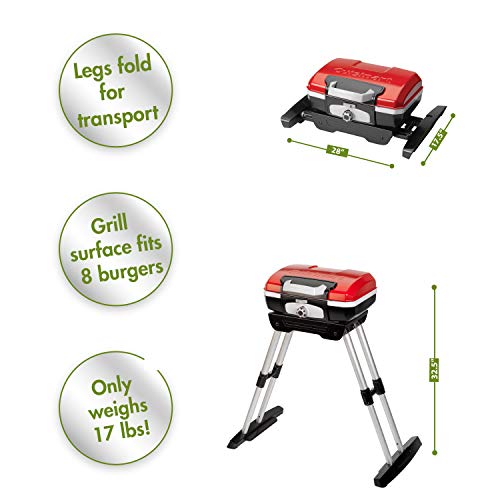 Cuisinart Portable Gas Grill with 150 sq. in. Cooking Surface and Tote Cover - Portable Tabletop Propane Grill for Camping, Tailgating