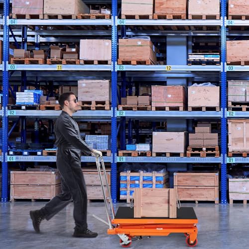 VEVOR Electric Lift Table, 330 lbs Capacity Single Scissor Lift Table, 8-28 in Height Adjustable Lifting Platform, Coffee Table Lift with 4 Wheels, for Material Handling and Transportation, Black