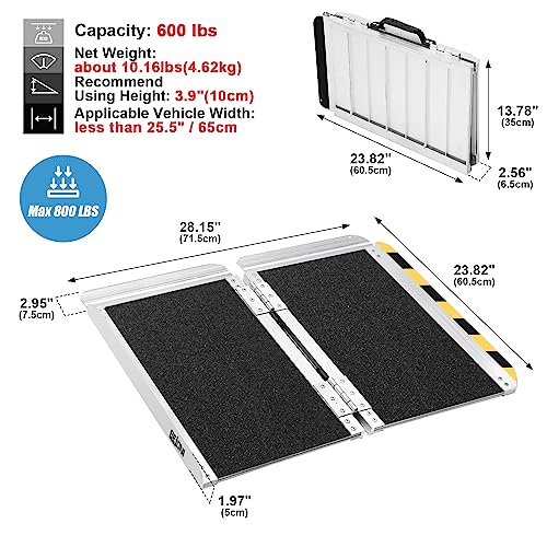 6FT Folding Aluminum Wheelchair Ramp for Home, 600 lbs Capacity, Non-Skid Portable Ramp, Folding Ramp for Wheelchairs, Ramp for Wheelchairs for Home, Steps, Stairs, Doorways